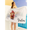 Custom Highland Cow Christmas Name Beach Towel - Festive Fun in the Sun