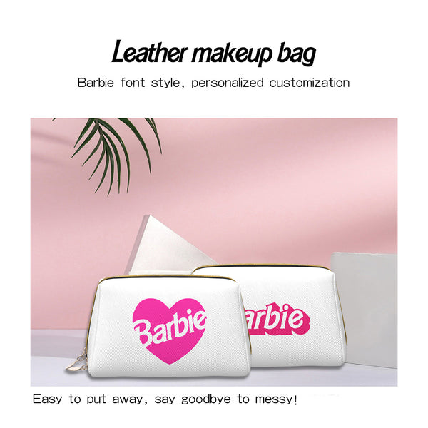 Custom Barbi Name Leather Travel Makeup Bag - Chic Organization on the Go