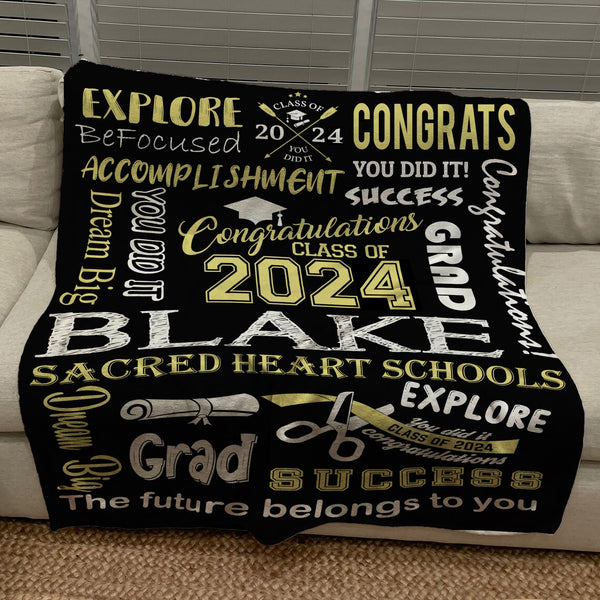 Class of 2024 Customizable Graduation Throw Blanket - Perfect Gift for High School & College Grads