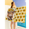 Personalized Sunflower Highland Cow Beach Towel - Bask in the Sunshine
