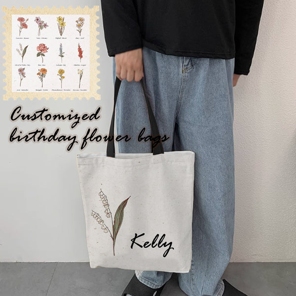 Chic Birth Month Flower Personalized Tote - Elegance on Your Shoulder 🌺👜