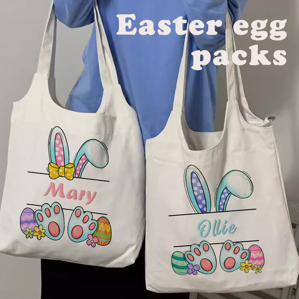 Personalized Easter Bunny Canvas Tote Bag – Customizable with Your Name!