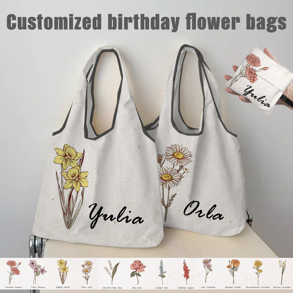 Customizable Foldable Birth Month Flower Eco-Tote – Bloom & Go! 🌼🛒