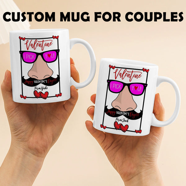 Personalized Valentine's Day Mug with Custom Name - 'I PICK YUU!' Cartoon Design ☕💘