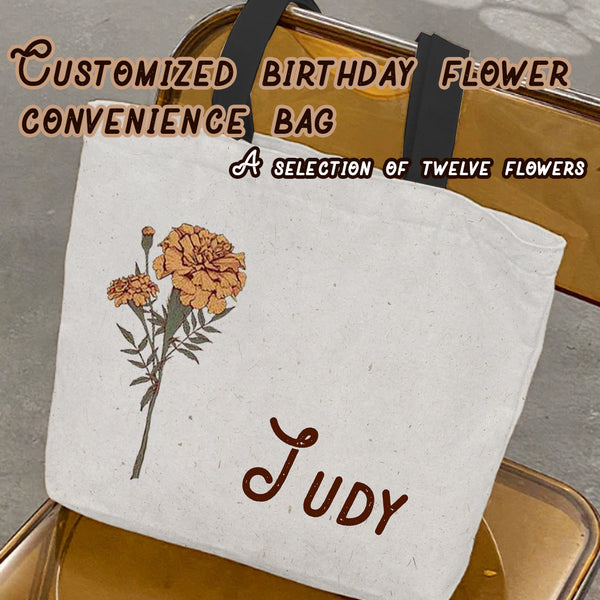 🌼 Personalized Birth Flower Shoulder Tote Bag 👜 — Your Chic Signature Piece!