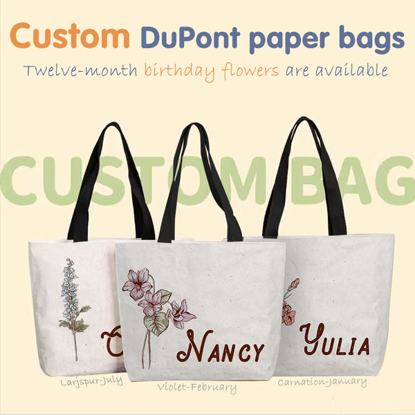Personalized Birth Month Flower Tote Bag Series 🌸👜