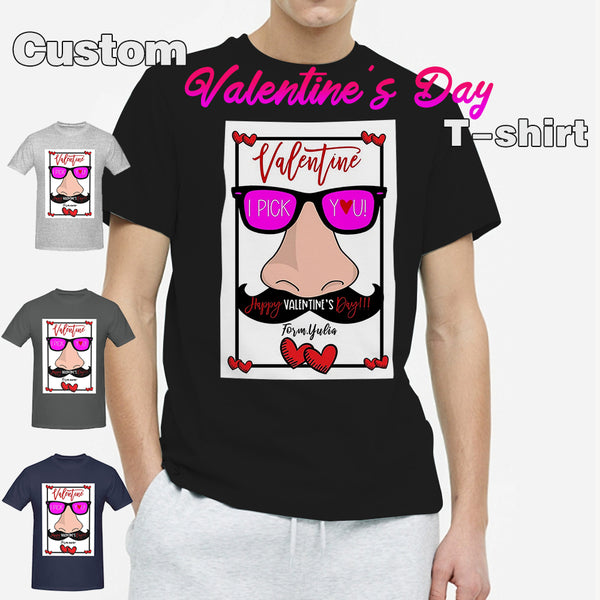 Personalized Valentine's Day T-Shirt with Custom Name - 'I PICK YUU!' Cartoon Design