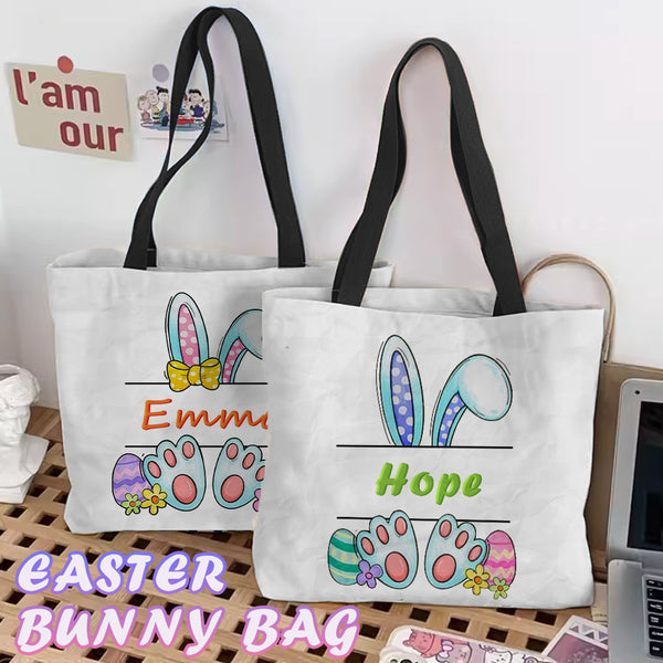 Personalized Bunny Tote Bag with Custom Name Print