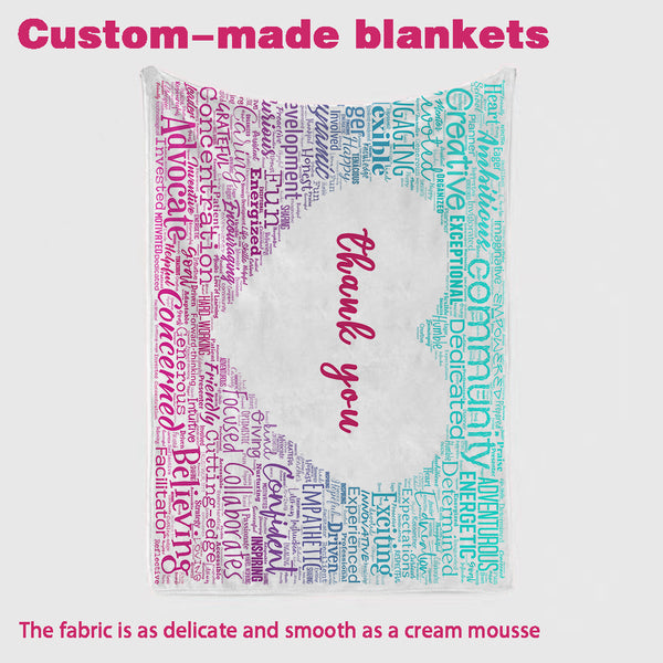 Personalized Teacher Appreciation Heart Word Cloud Blanket - Express Your Gratitude with a Custom Touch